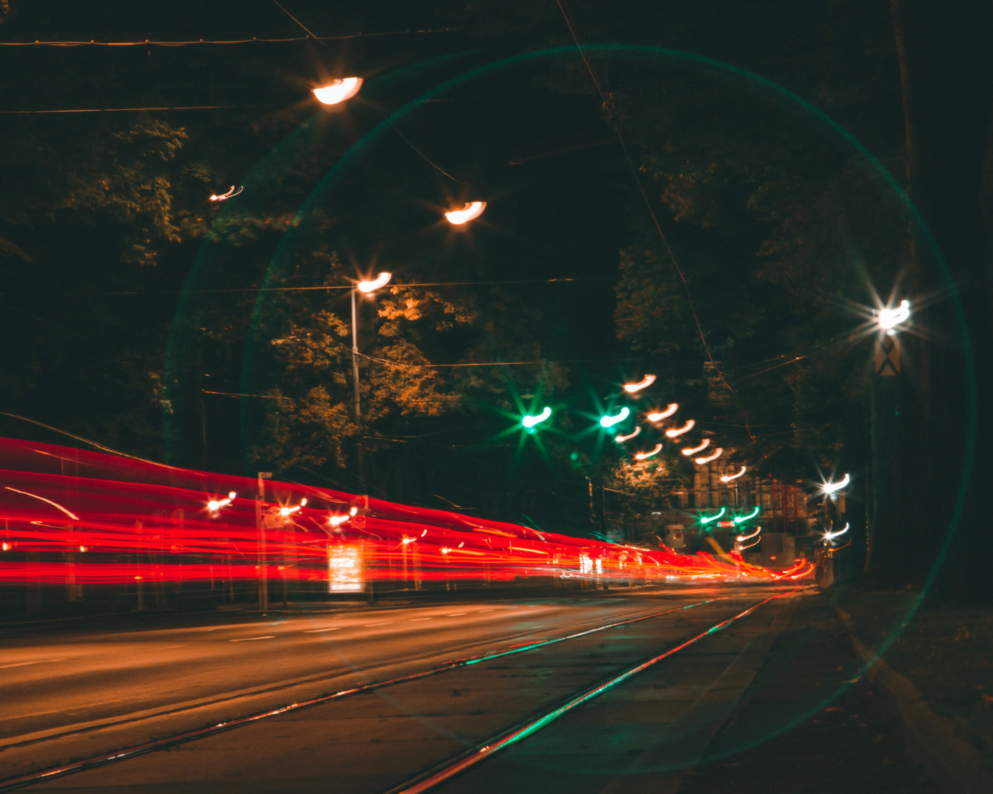 Road long exposure shot in Vienna with stunning lights.